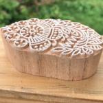 Paisley Flower Wooden Block Stamp for Fabric, Clay, Pottery & Paper Crafts
