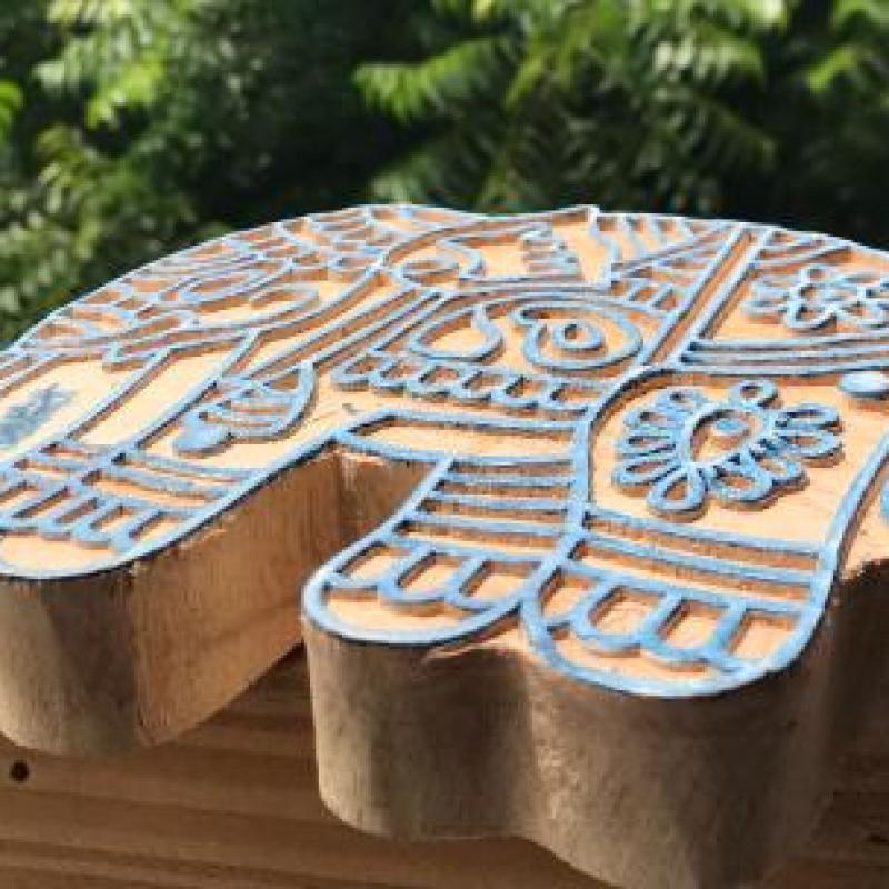 Elephant Wooden Stamp | Indian Folk Art Block Print for Fabric & Crafts