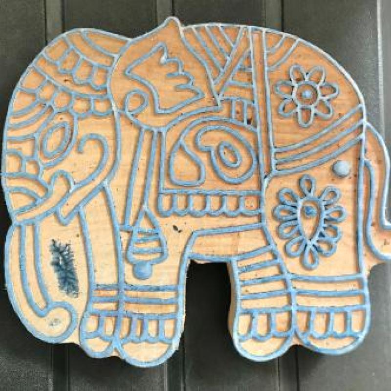 Elephant Wooden Stamp | Indian Folk Art Block Print for Fabric & Crafts