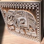 Majestic Elephant Wood Block Stamp Folk Art Motif for Fabric, Paper .