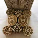 Hand Carved Wooden Block Printing Stamp Set | Indian Floral Leaf Design Wood Blocks for Fabric, Textile Clay & Paper Printing 12 Blocks