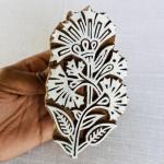 Floral Bold Botanical Wooden Printing Block | Hand-Carved Indian Floral Stamp for Textile & Paper Crafts