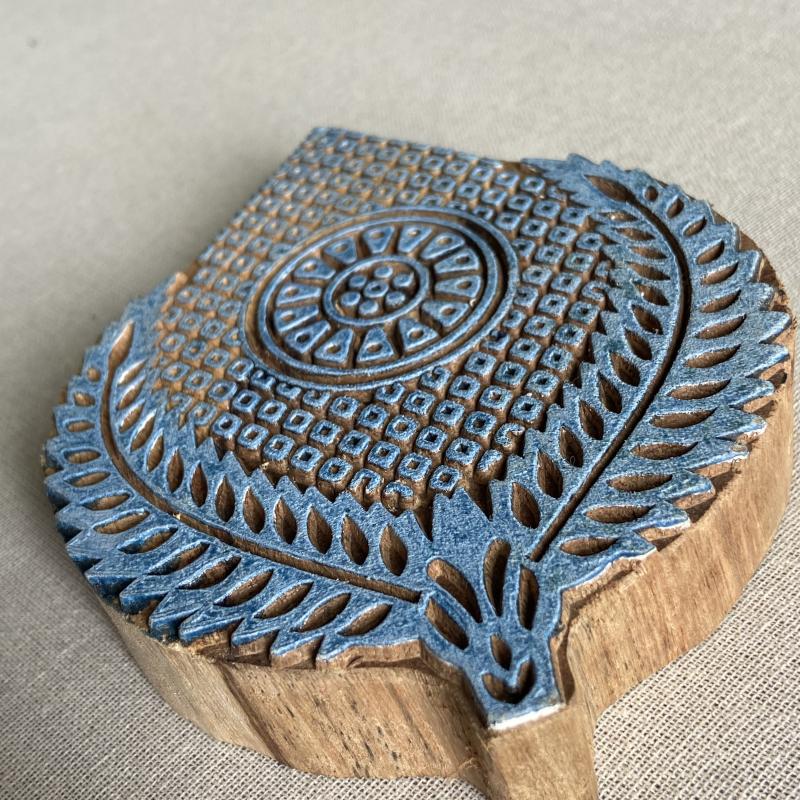 Teardrop Floral Mandala Wooden Block for Printing Wooden Sheesham Block Paper And Fabric