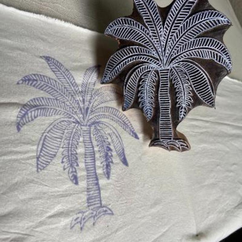 Palm Tree Wooden Block Stamp for Block Printing Paper And Fabric Print Stamp