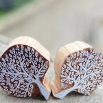 Tree of Life Wooden Block Stamp – Pack of 2 (White Engraved) Wooden sheesham Stamp Tree Block stamp