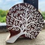 Tree of Life Wooden Block Stamp – Pack of 2 (White Engraved) Wooden sheesham Stamp Tree Block stamp