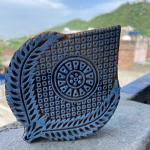 Teardrop Floral Mandala Wooden Block for Printing Wooden Sheesham Block Paper And Fabric