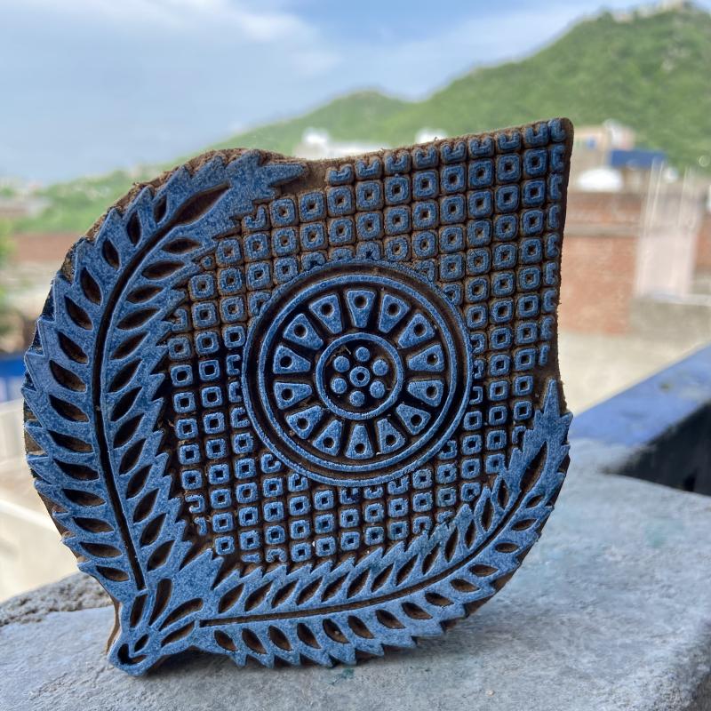 Teardrop Floral Mandala Wooden Block for Printing Wooden Sheesham Block Paper And Fabric