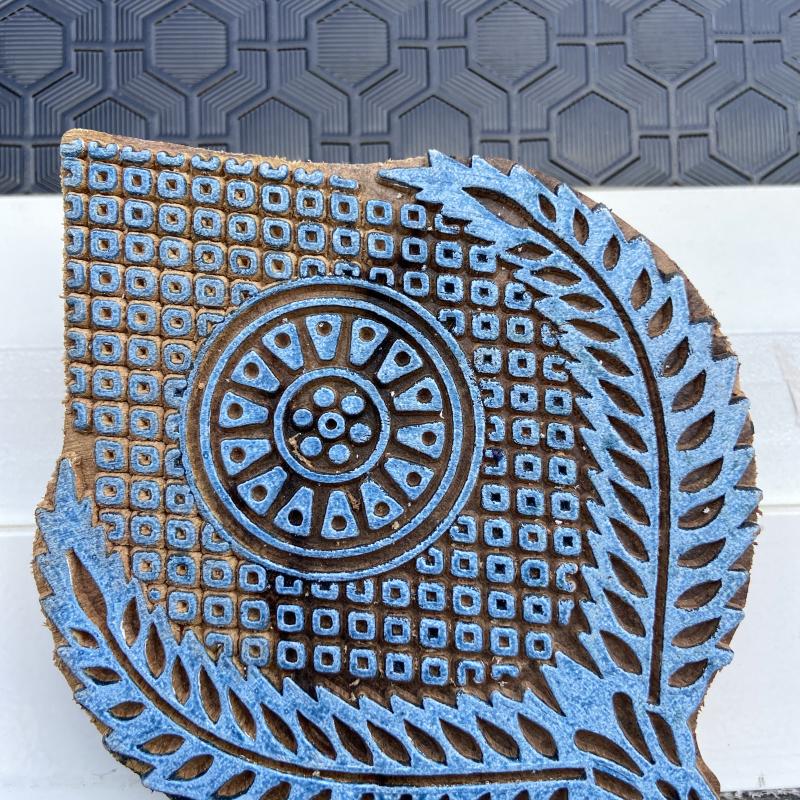 Teardrop Floral Mandala Wooden Block for Printing Wooden Sheesham Block Paper And Fabric