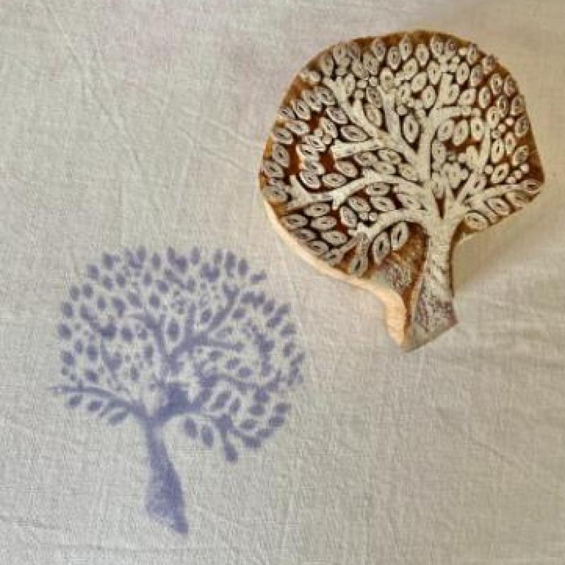 Tree of Life Wooden Block Stamp – Pack of 2 (White Engraved) Wooden sheesham Stamp Tree Block stamp