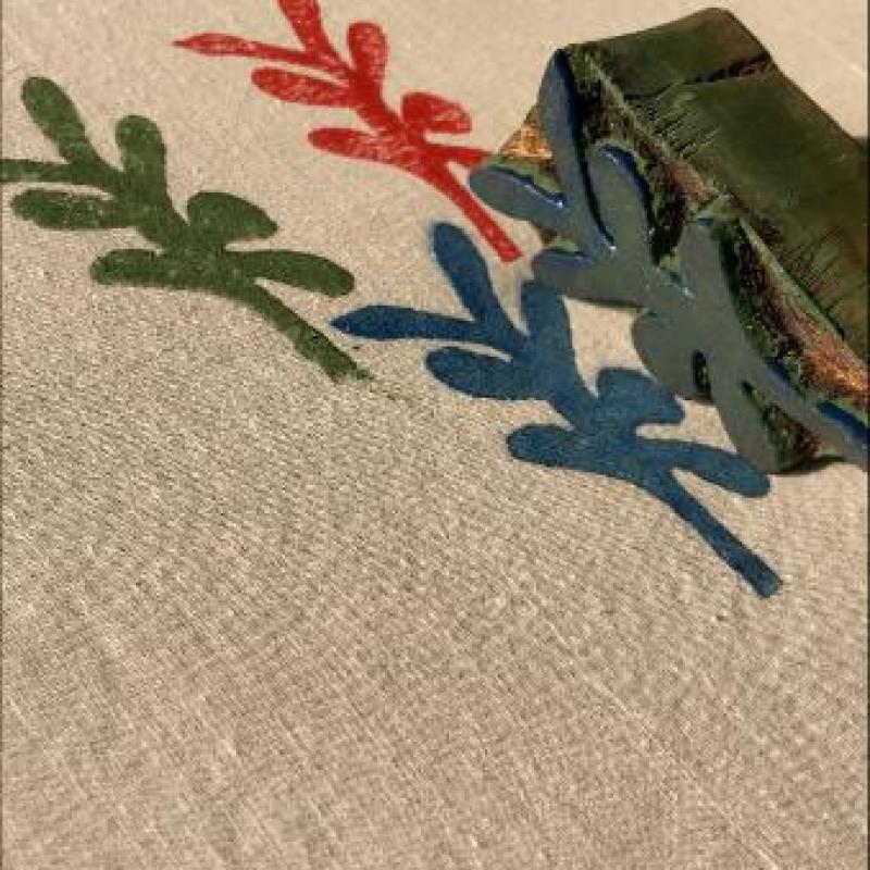 Handmade Wooden Block Stamp | Leaf Design Stamp Tool for Fabric