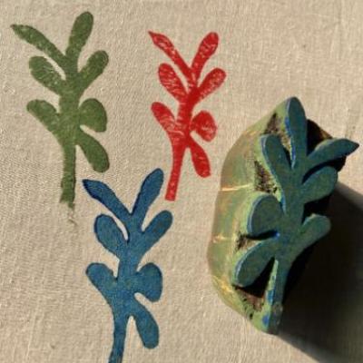 Handmade Wooden Block Stamp | Leaf Design Stamp Tool for Fabric