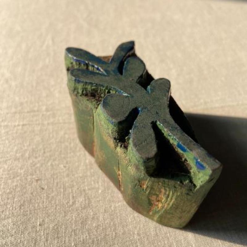 Handmade Wooden Block Stamp | Leaf Design Stamp Tool for Fabric