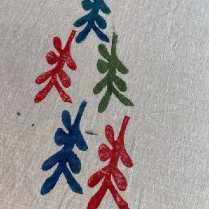 Handmade Wooden Block Stamp | Leaf Design Stamp Tool for Fabric