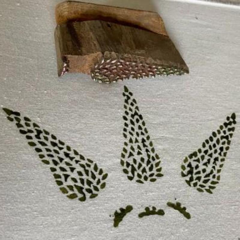 Hand Carved Wooden Block Stamp – Leaf Texture Printing  Indian Wood Stamp for Fabric, Clay